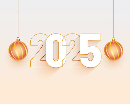 stylish 2025 new year bauble background with text space vectorのイラスト素材