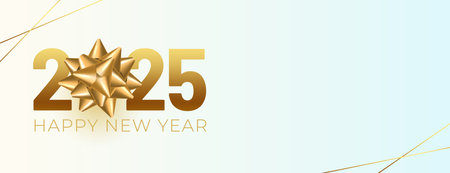 2025 new year festive banner with golden snowflake vectorのイラスト素材