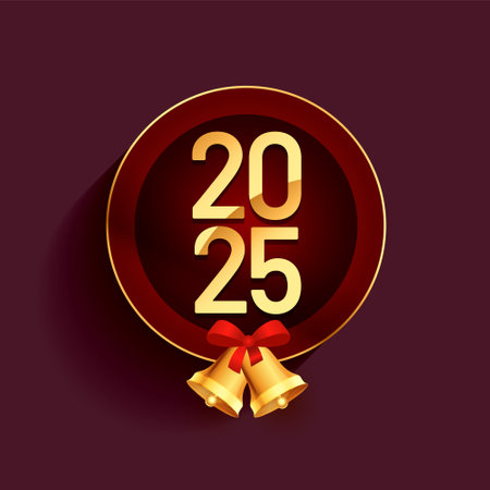 2025 new year greeting background with bell design vectorのイラスト素材
