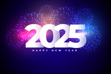 happy new year 2025 event background with firework celebration vectorのイラスト素材