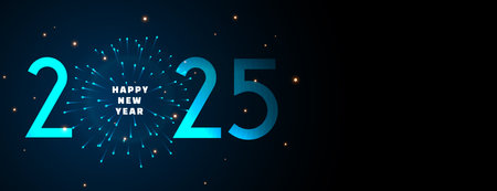 2025 new year firework celebration banner for social media post vector
