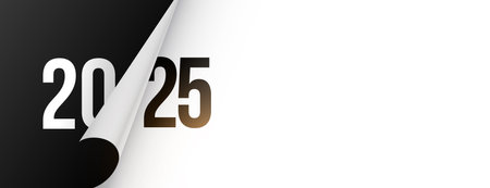 paper curl 2025 new year eve banner with text space vectorのイラスト素材