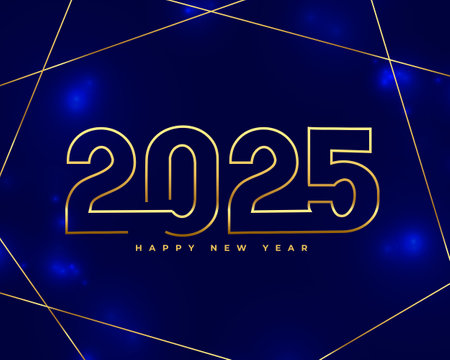 line style golden 2025 new year greeting background vectorのイラスト素材