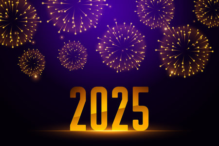 happy new year 2025 background with firework celebration vectorのイラスト素材