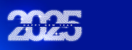 silver sparkling 2025 new year invitation wallpaper design vectorのイラスト素材