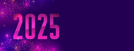 decorative 2025 new year firework wallpaper with text space vectorのイラスト素材
