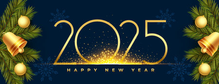 happy new year 2025 wallpaper with xmas decoration vectorのイラスト素材