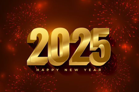 3d 2025 new year festive background with firework celebration vectorのイラスト素材