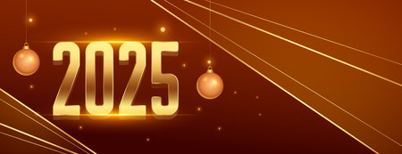 2025 new year invitation wallpaper with xmas bauble vectorのイラスト素材