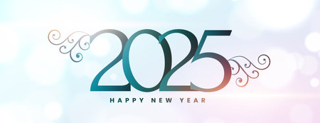 decorative 2025 new year greeting banner design vectorのイラスト素材