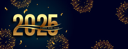 2025 new year greeting wallpaper with firework celebration vectorのイラスト素材