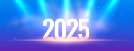 happy new year 2025 eve banner with spot light effect vectorのイラスト素材