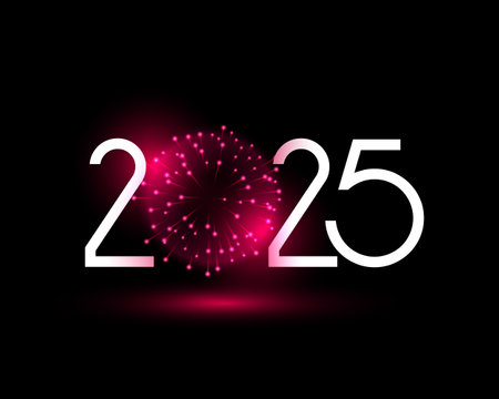 2025 new year firework bursting background with empty space vector