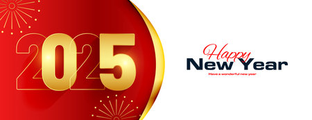 happy new year 2025 celebration wallpaper design vectorのイラスト素材