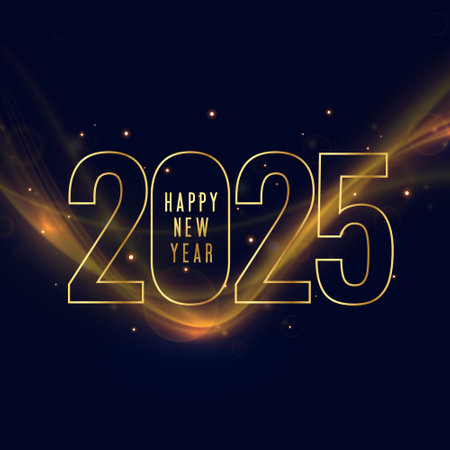 stylish 2025 new year greeting background with light streak vectorのイラスト素材