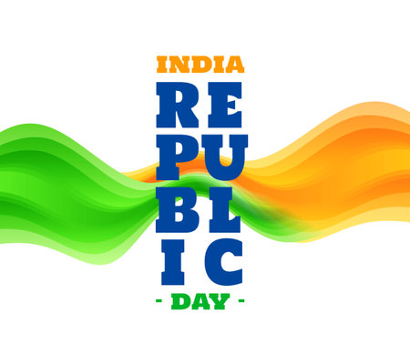 happy republic day holiday background with wavy tricolor flag vectorのイラスト素材