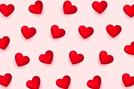 realistic red love heart pattern background for romantic decor vectorのイラスト素材