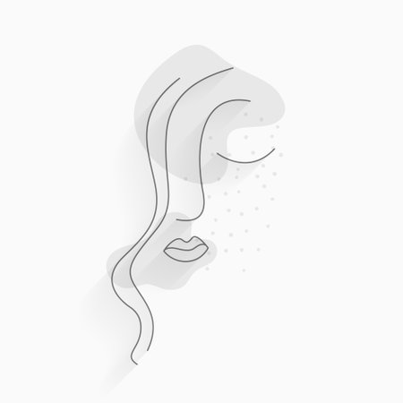 line art abstract woman face sketch in minimalist style vectorのイラスト素材