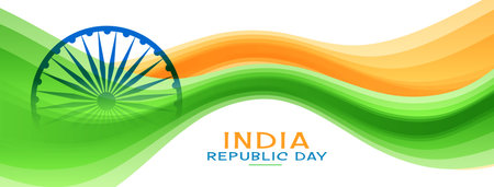 indian republic day event background with wavy tricolor flag vectorのイラスト素材