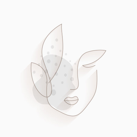 line style simple woman face portrait drawing design vectorのイラスト素材