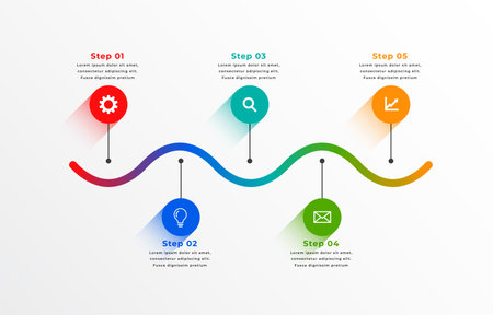 five step route map layout for business infographic milestone vectorのイラスト素材