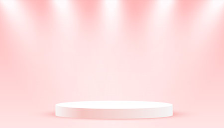 round shaped 3d pedestal stage background with light effect vectorのイラスト素材