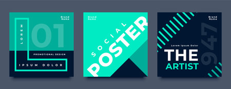set of abstract social media promo template for company branding vectorのイラスト素材