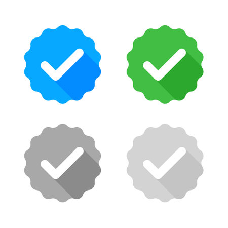 set of quality checkmark sticker in different color vectorのイラスト素材