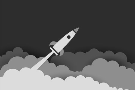 flying startup rocket background in leadership concept vectorのイラスト素材