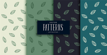nice set of green leaves pattern backgroundのイラスト素材