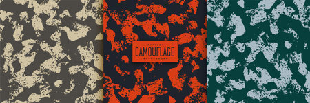set of 3 military camo pattern backgroundのイラスト素材