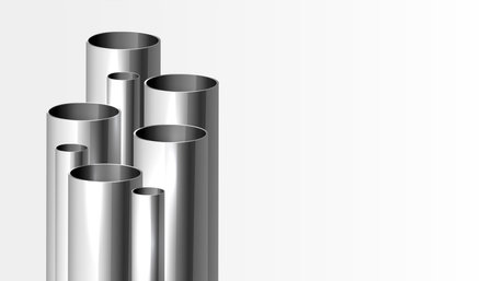set of realistic cylindrical steel pipe background for construction or plumbing vectorのイラスト素材