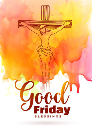 decorative good friday greeting watercolor texture poster vectorのイラスト素材