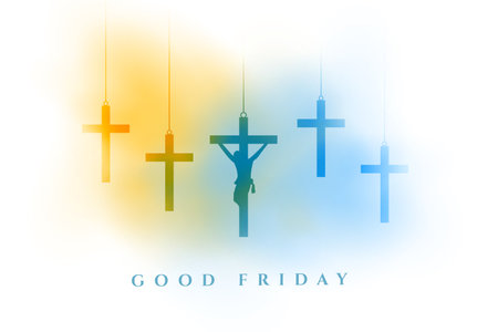 holy easter good friday greeting card with hanging cross vectorのイラスト素材