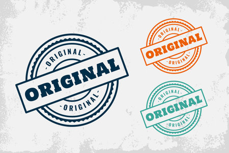 set of three certified original rubber stamp design vectorのイラスト素材