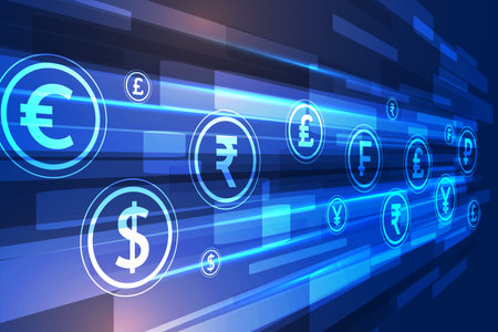 digital currency exchange techno concept background design vectorのイラスト素材