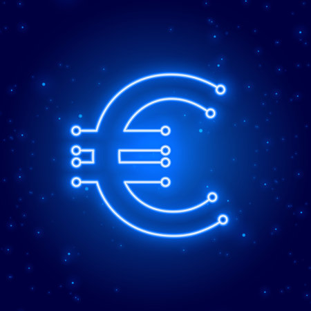 neon style foreign money euro sign background design vectorのイラスト素材