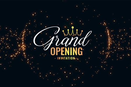 decorative grand opening announcement poster with golden crown design vectorのイラスト素材