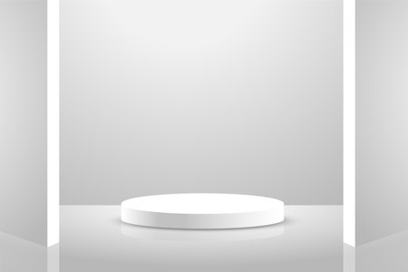 clean white empty podium platform for product presentation vectorのイラスト素材