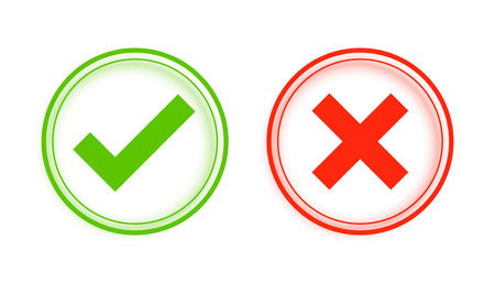 flat style green and red check mark icon vectorのイラスト素材