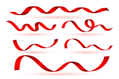 pack of realistic ribbon band element banner for xmas decor vectorのイラスト素材