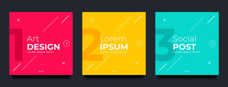 collection of modern social media post banner for online communication or tip vectorのイラスト素材