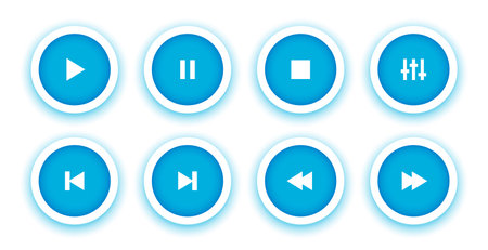 collection of music player button symbol design vectorのイラスト素材