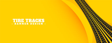 automobile tire trace mark on yellow banner design vectorのイラスト素材