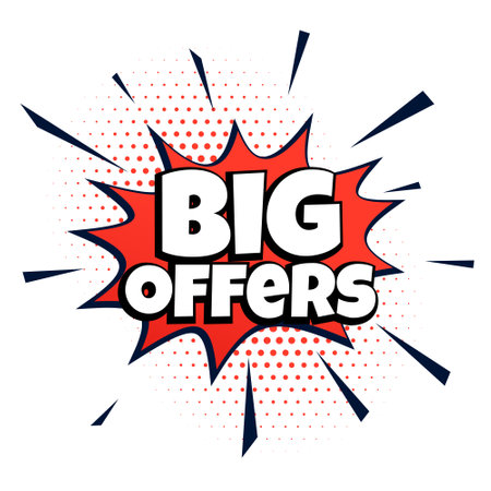 cartoon style big offer marketing background with halftone effect vectorのイラスト素材