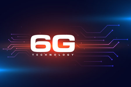 glowing 6g ultra fast telecom network tech background vector