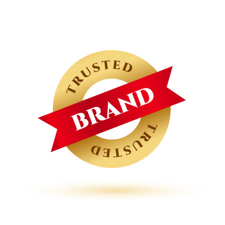 top quality trusted brand golden sticker design vectorのイラスト素材