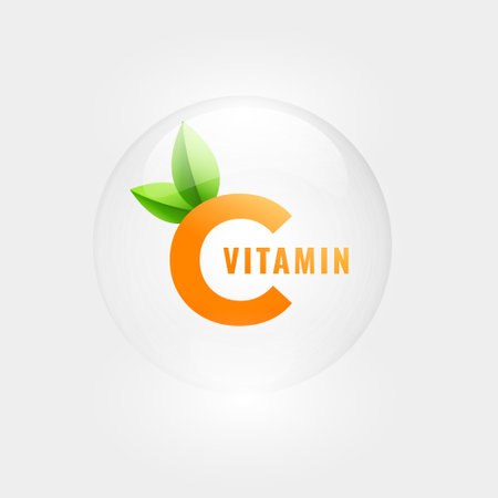 organic vitamin c mineral gel white background with leaves design vectorのイラスト素材
