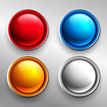 set of glossy press buttons in different color vectorのイラスト素材