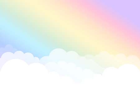 beautiful rainbow spectrum dreamy background with cloud design vectorのイラスト素材